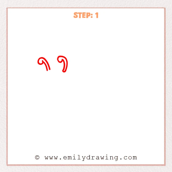 how to draw a cartoon caterpillar - Early sketch of a cartoon caterpillar showing two symmetrical curved antennae with inner lines for thickness.